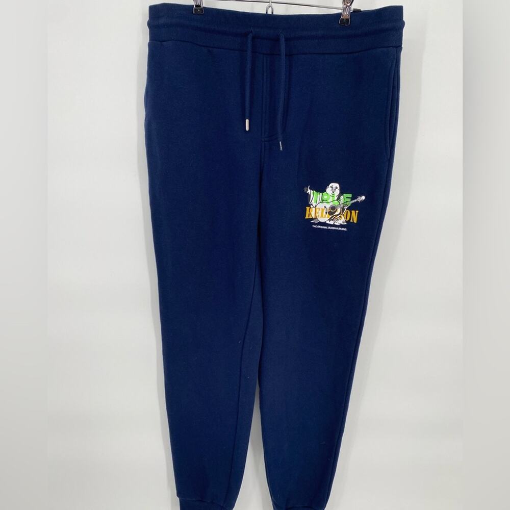 True Religion Men’s Jogging Pants Comfy Athleisure Streetwear Navy Large